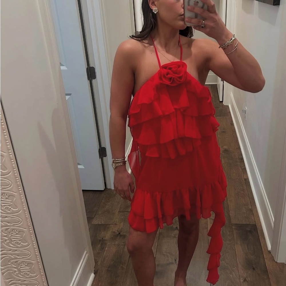 Nordstrom Red Ruffled Mini Dress
